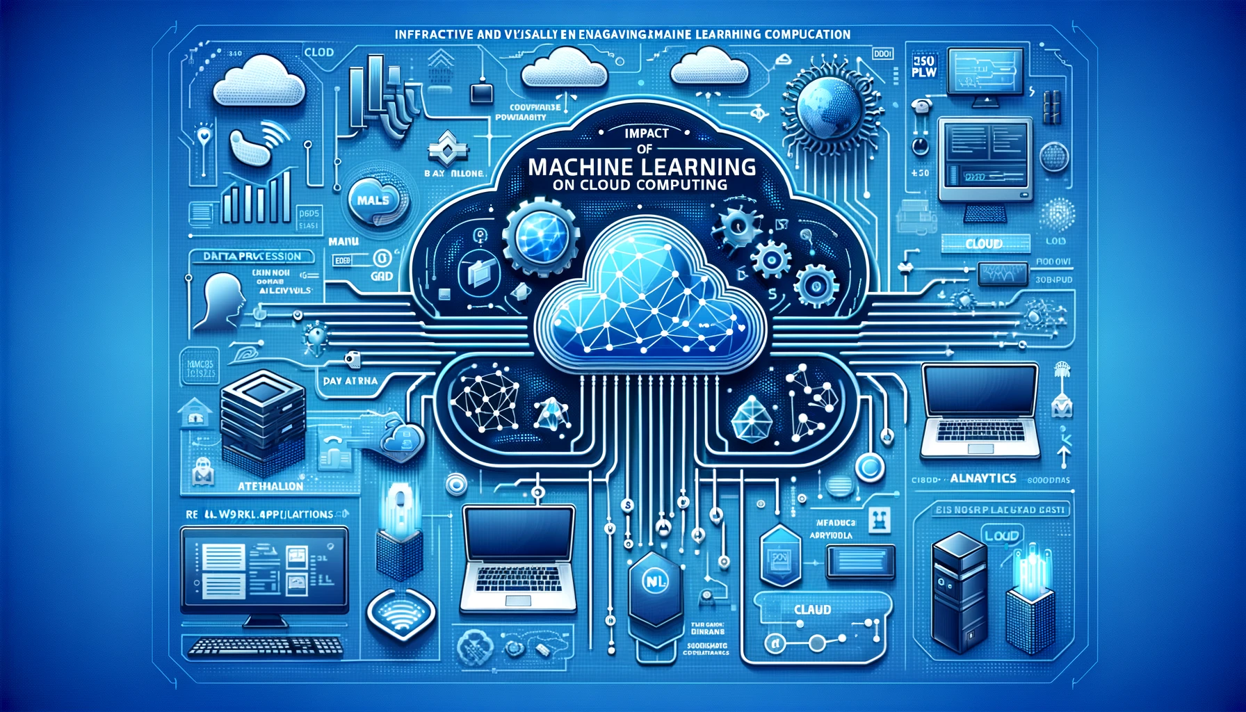 DALL·E 2024-05-12 15.45.22 - Design an informative and visually engaging image depicting the impact of Machine Learning on cloud computing, tailored to a size of 500 by 333 pixels